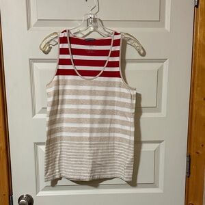 Liz Claiborne Weekend Striped Scoop Neck Tank Top - Red & Cream